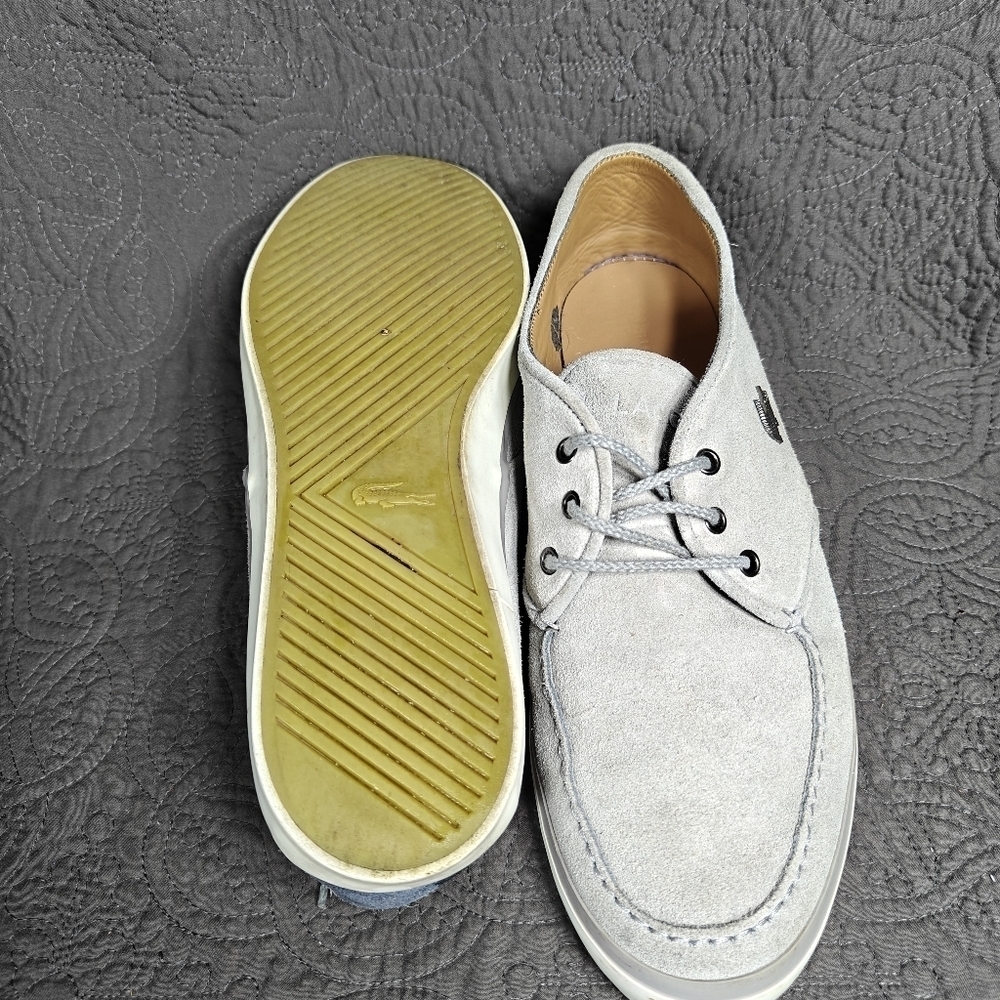 Lacoste Sevrin 7 Suede Leather Casual Boat Shoes Gray Blue Men's Size 11 - Picture 9 of 10